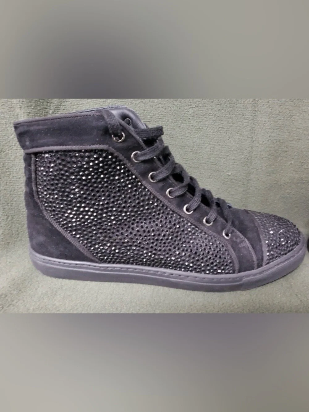 Louis Leeman Black Suede High Top Sneakers with Studded Detail - Picture 2 of 6